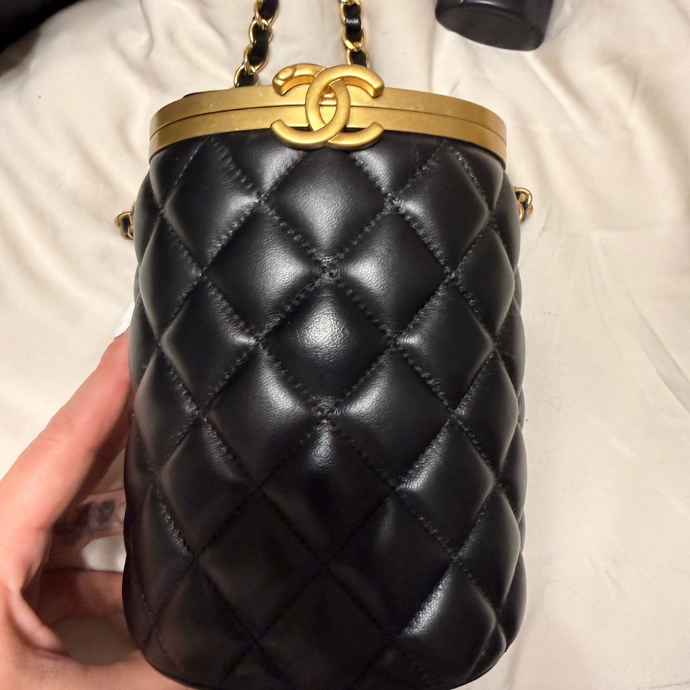 Chanel Black Quilted Mini Bag with Gold Accent